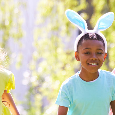 Easter egg hunt with 5 children