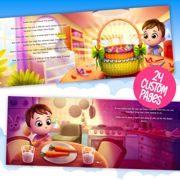 Internal page example of baby first easter showing easter basket