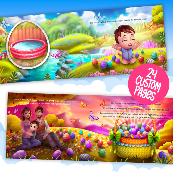 Internal pages showing example of family on first easter custom story