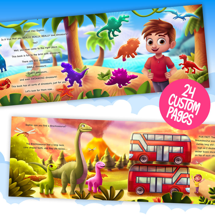 Dinosaur Look and Find Personalized Childrens Book - Custom dinosaur book for kids