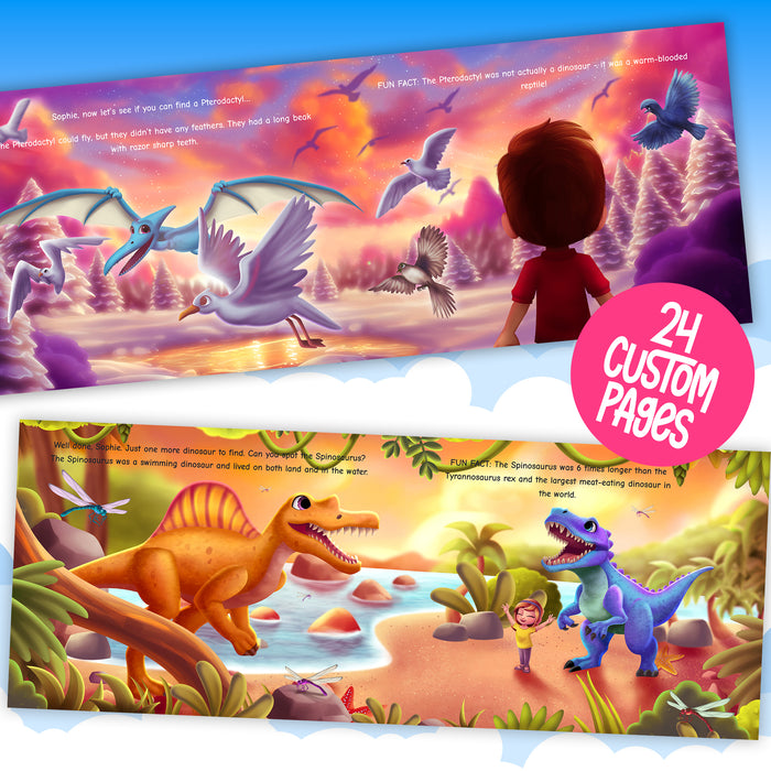 Dinosaur Look and Find Personalized Childrens Book - Custom dinosaur book for kids