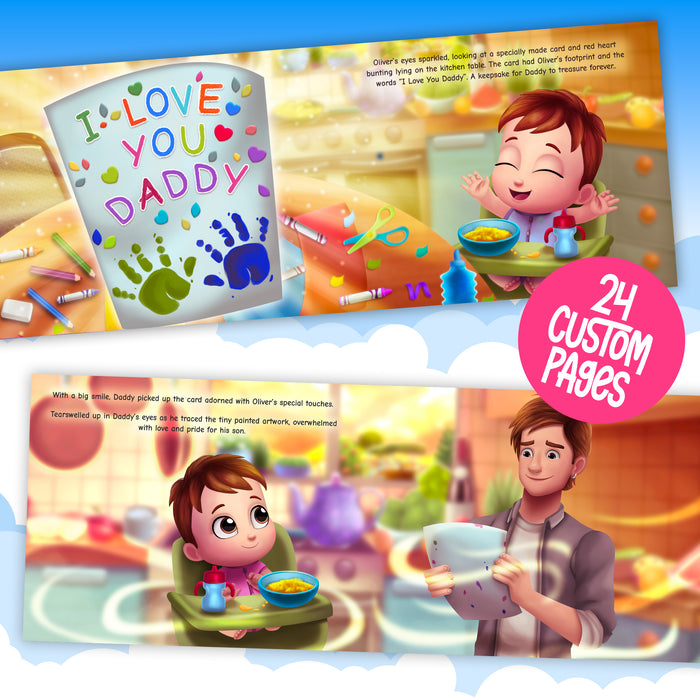 Internal page example of custom first Fathers day book special Fathers day card