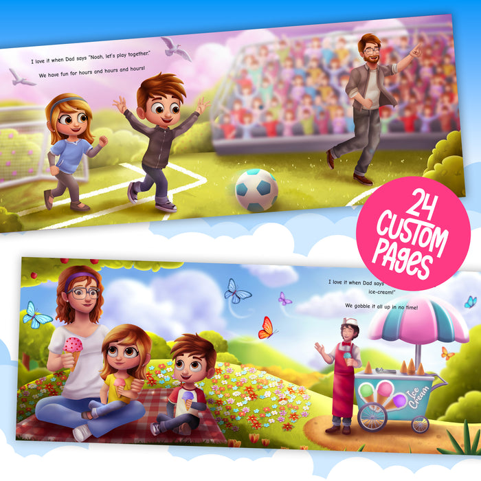 Internal pages for My Dad is my world custom story book colourful