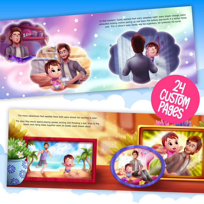 Internal page example of custom first Fathers day book family pictures and memories