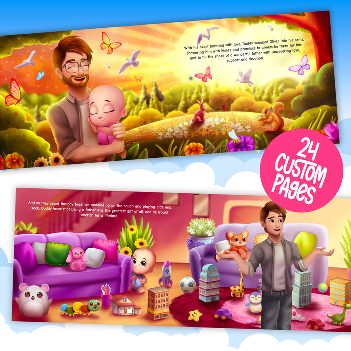 Internal page example of custom first Fathers day book dad and baby