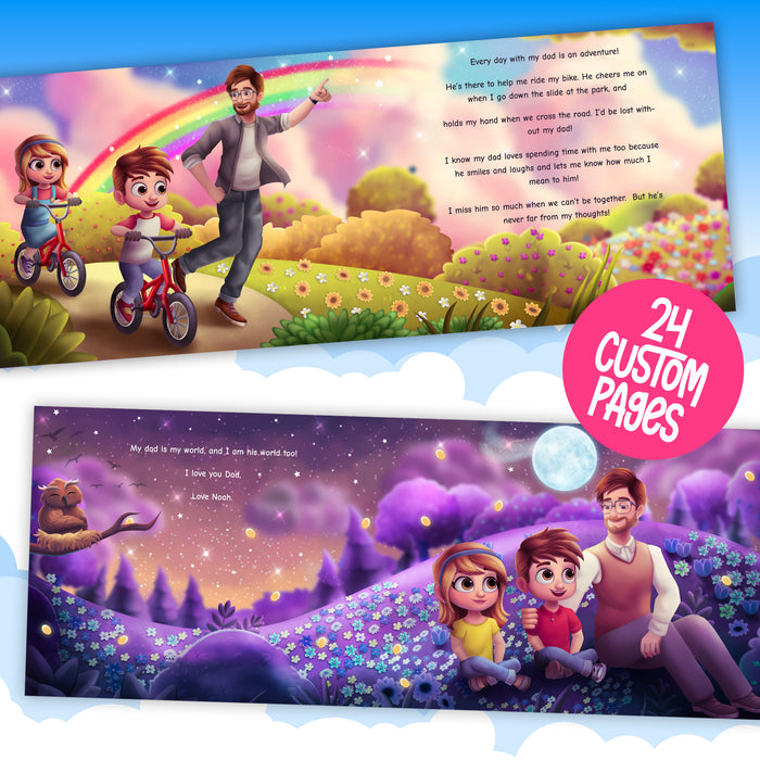 Internal pages for My Dad is my world custom story book dad and children