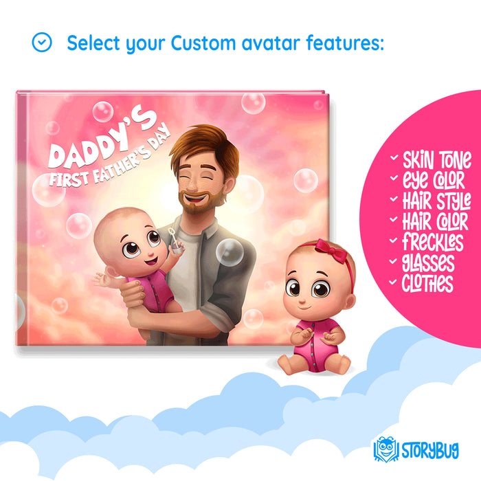 Internal page example of custom first Fathers day book chose hair, eye, skin colors and much more