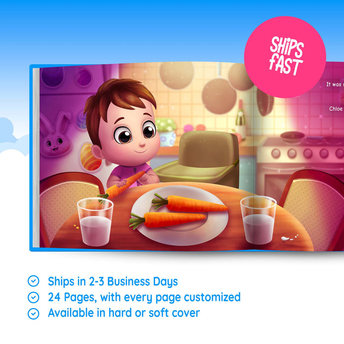 Internal Page with Baby holding carrots for First Easter Baby story