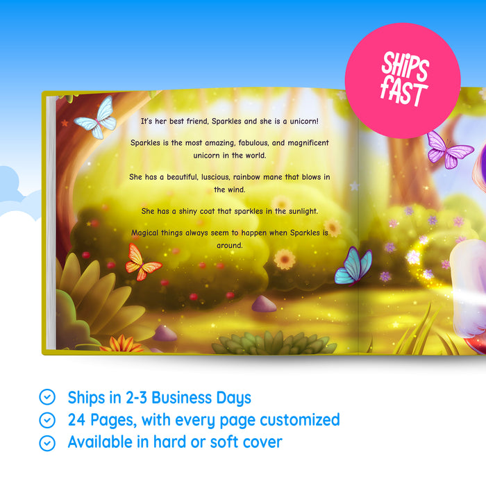 Magical Unicorn Custom Story Book gift fast tracked shipping