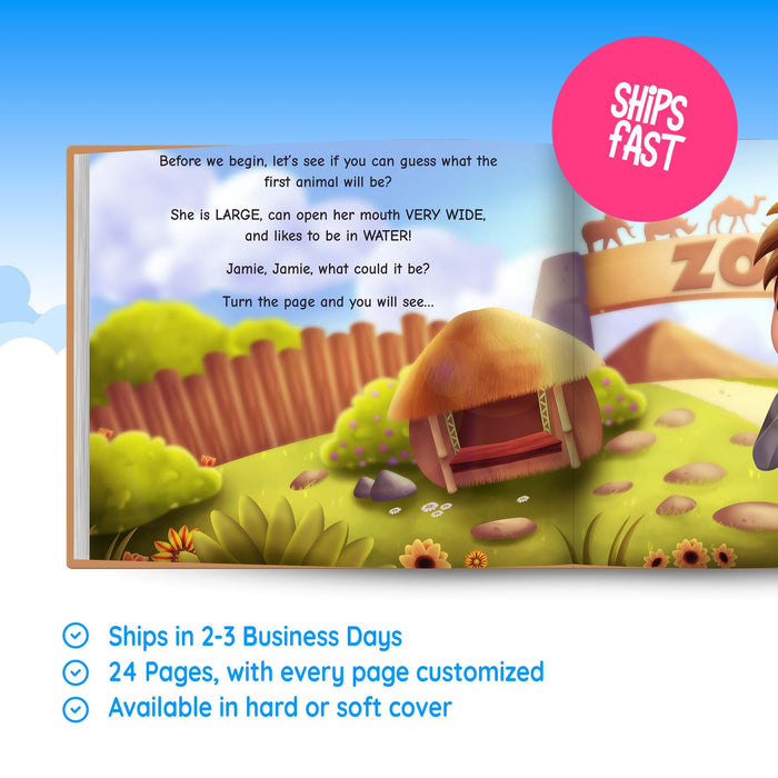 Personalized Children's Book Magical Zoo Tour with cute animals 3