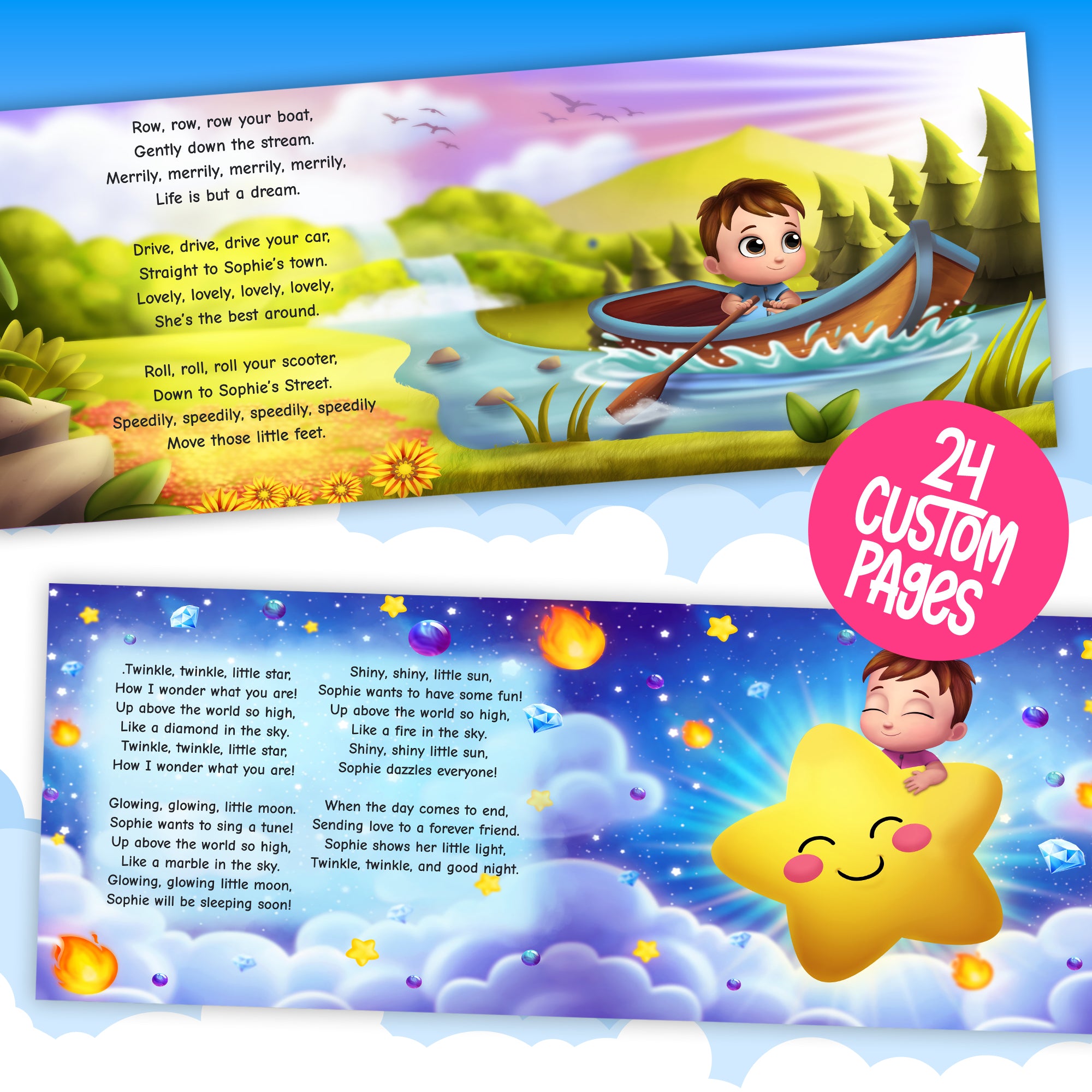 Classic Nursery Rhymes book for baby custom book inside pages preview twinkle little star