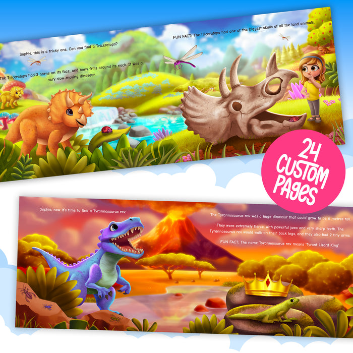 Dinosaur Look and Find Personalized Childrens Book - Custom dinosaur book for kids