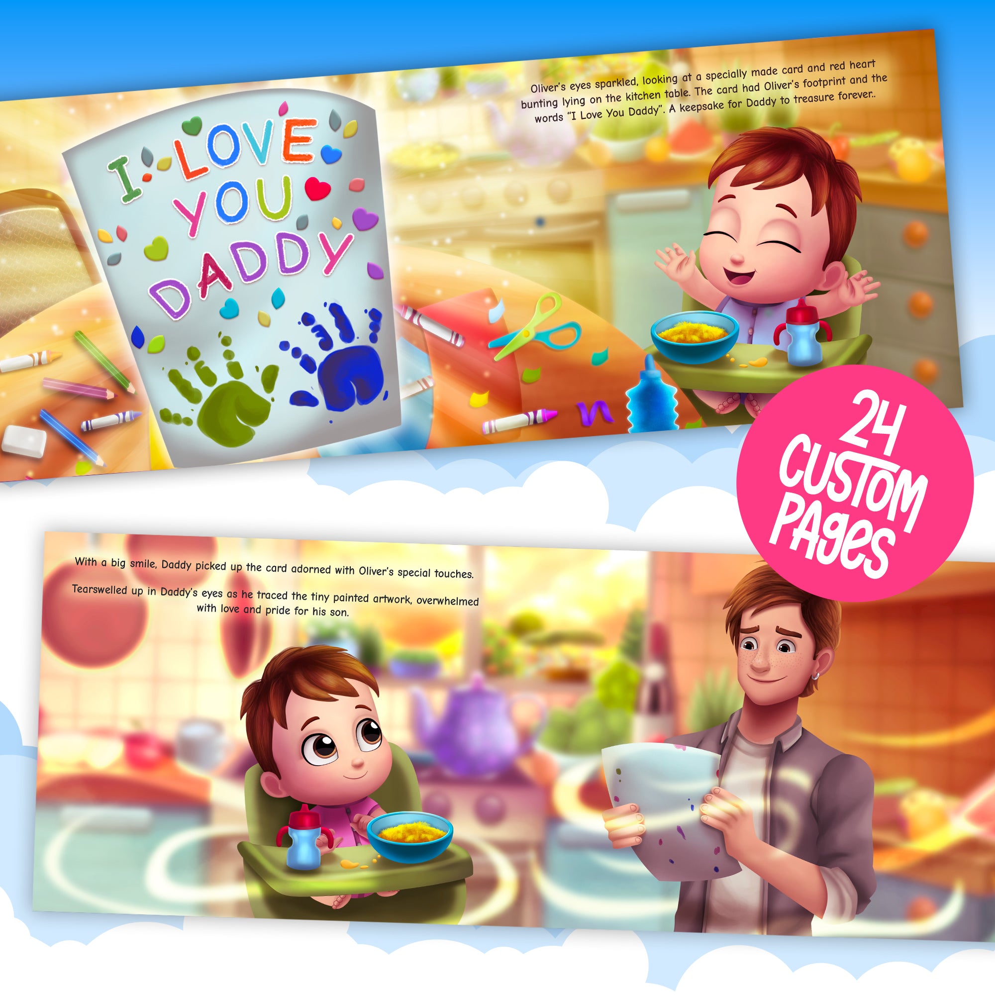 Internal page example of custom first Fathers day book special Fathers day card