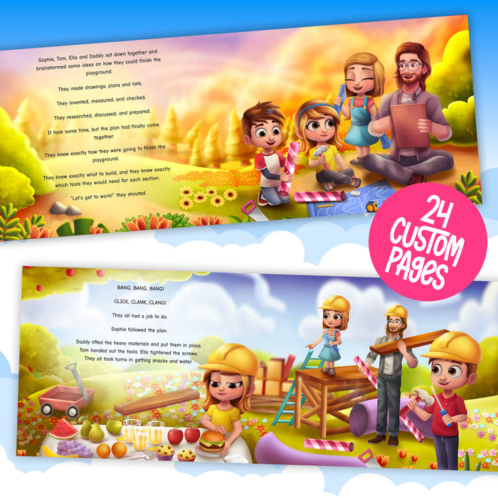 Personalized Childrens Book Dad & Mom Little Helper multiple children ...