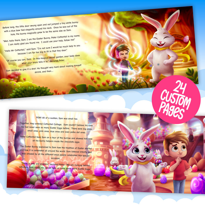 Magical Easter Custom story book inside book preview showing child and Easter bunny