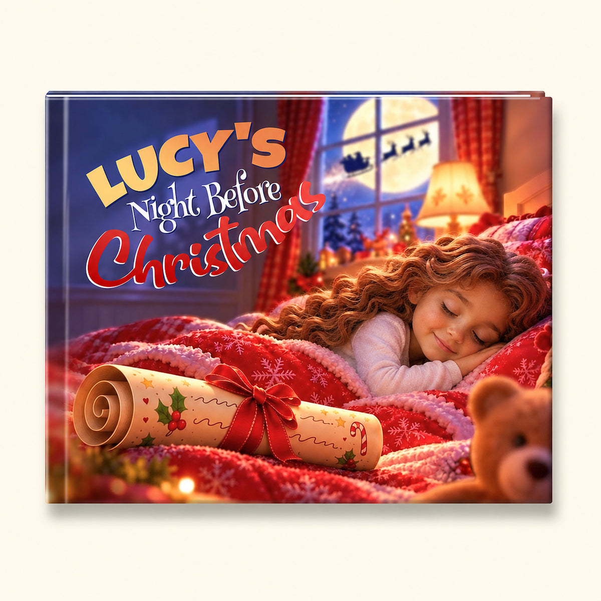 Children's book cover with text "Lucy's Night Before Christmas"