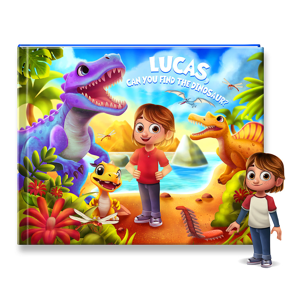 Dinosaur Look and Find Personalized Childrens Book - Custom dinosaur book for kids