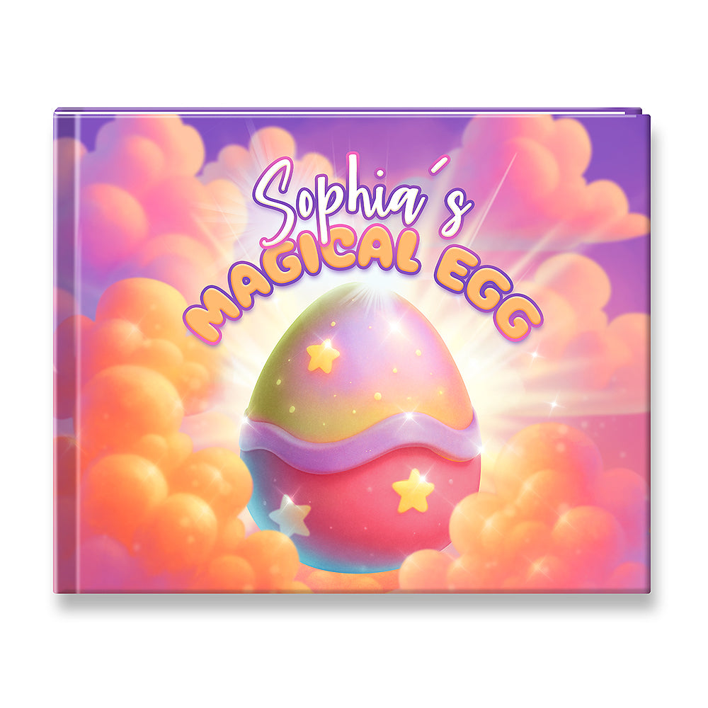Book cover with a colorful egg and 'Sophia's Magical Egg' text on a vibrant background
