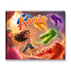 A children's book titled 'Annie & the Colorful Pants' shown at a slight angle against a white background. The cover features a colorful illustration of a girl with curly brown hair jumping in a room, surrounded by floating colorful pants in shades of blue, yellow, purple, green, and orange.