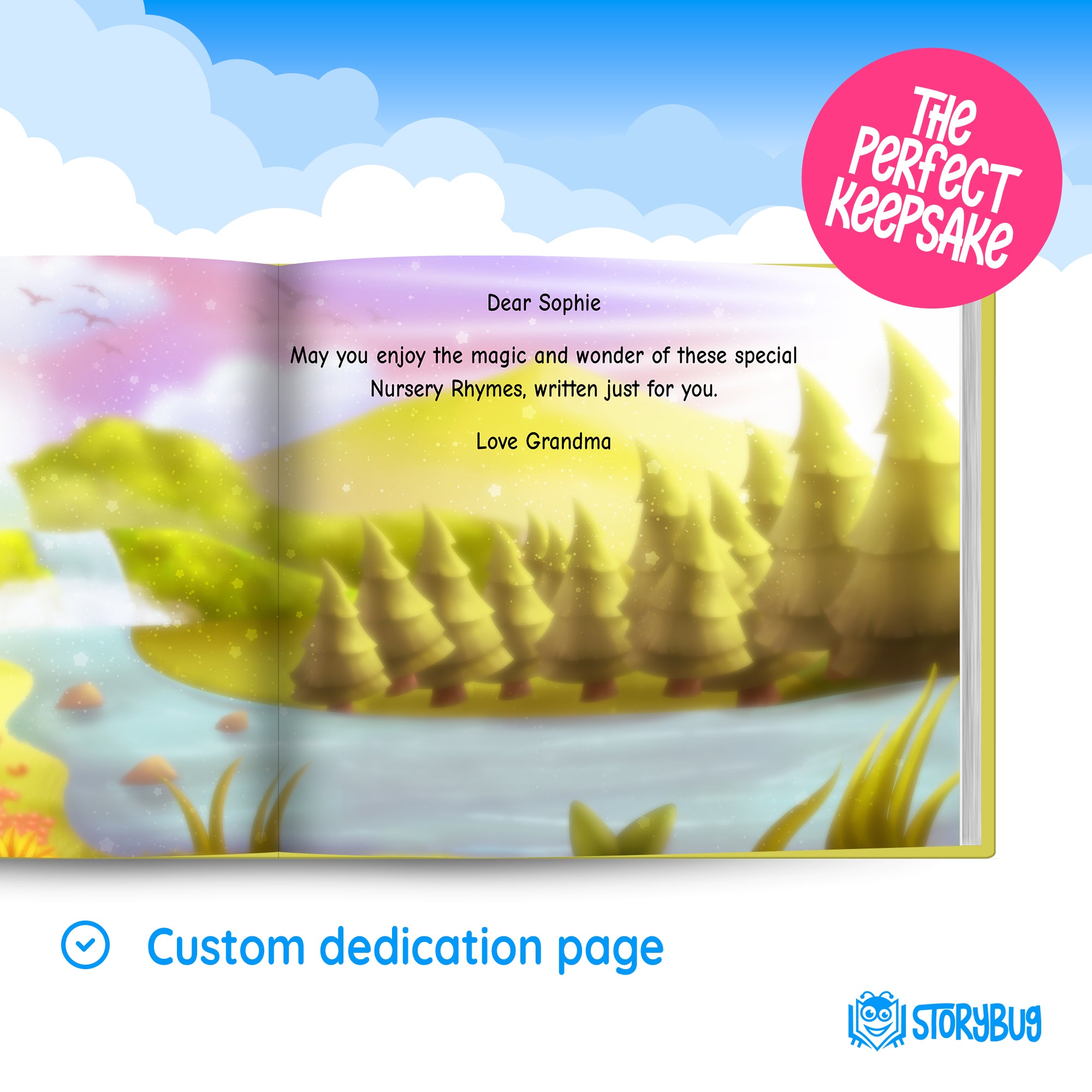 Personalized nursery rhymes storybook for kids custom dedication page