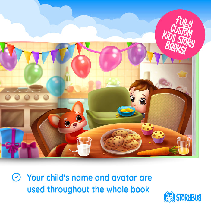 Personalized first birthday storybook example of custom artwork