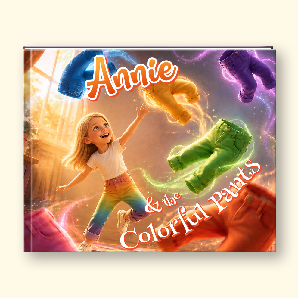 Children's book cover with text "Annie and the Colorful Pants"