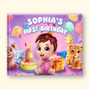Children's book cover with text "Sophia's First Birthday"