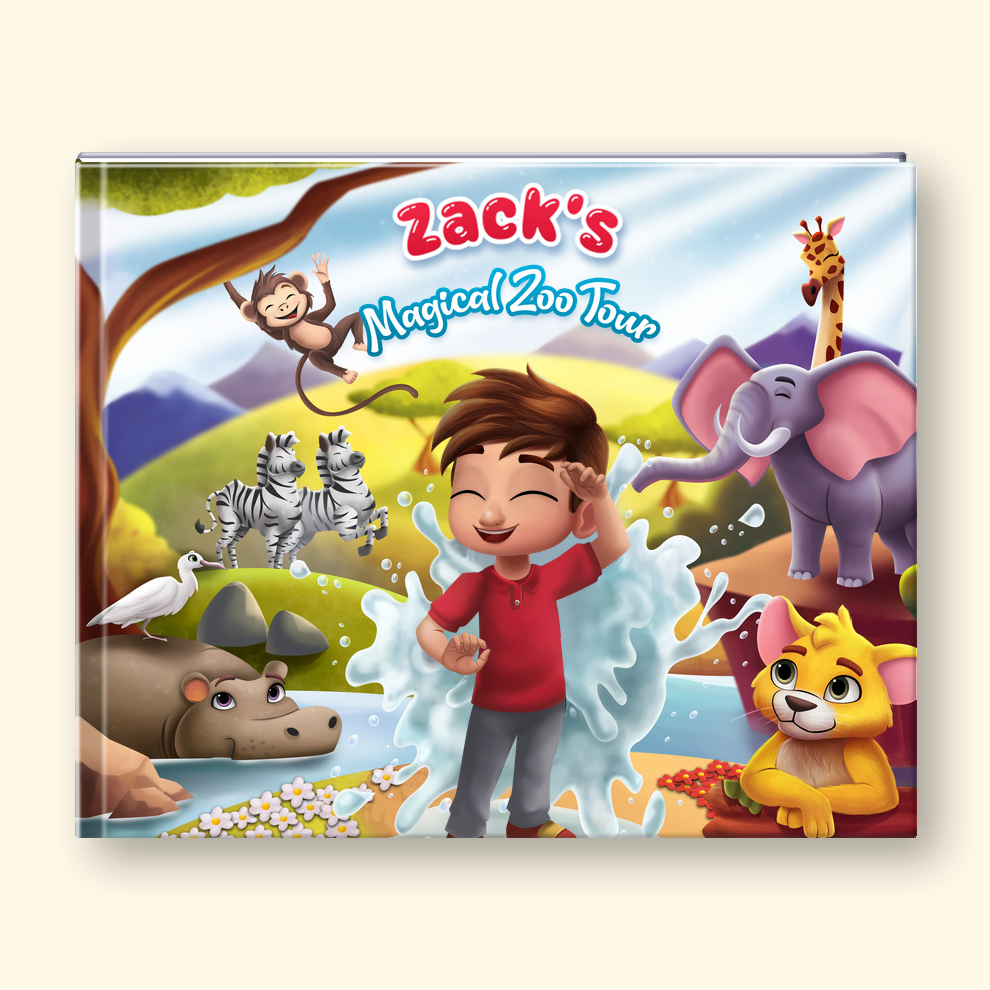 Personalized Children's Book Magical Zoo Tour with cute animals