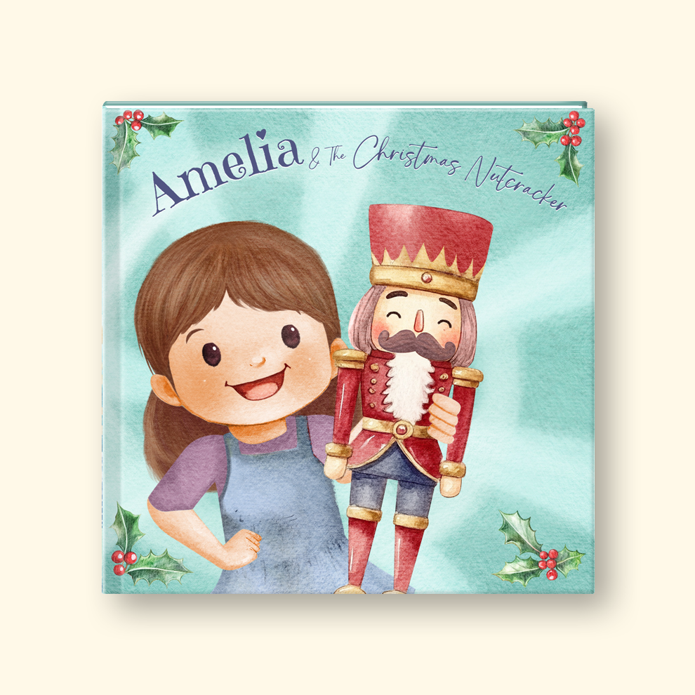 Children's book cover with text "Amelia & the Christmas Nutcracker"