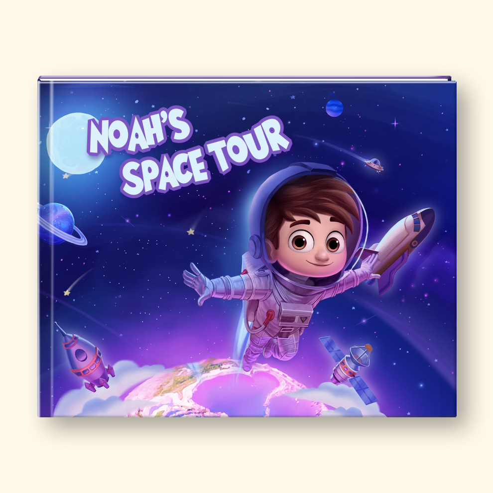 Children's book cover with text "Noah's Space Tour"