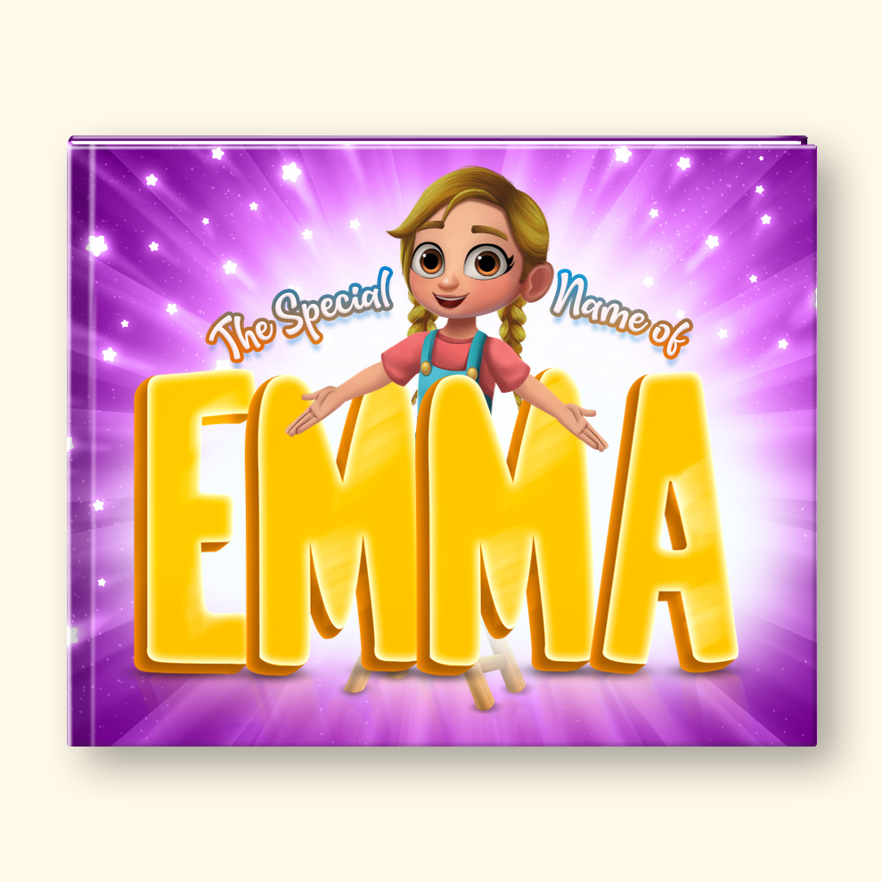 Children's book cover with text "The Special Name of Emma"