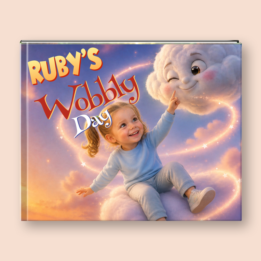 Children's book cover with text "Ruby's Wobbly Day"