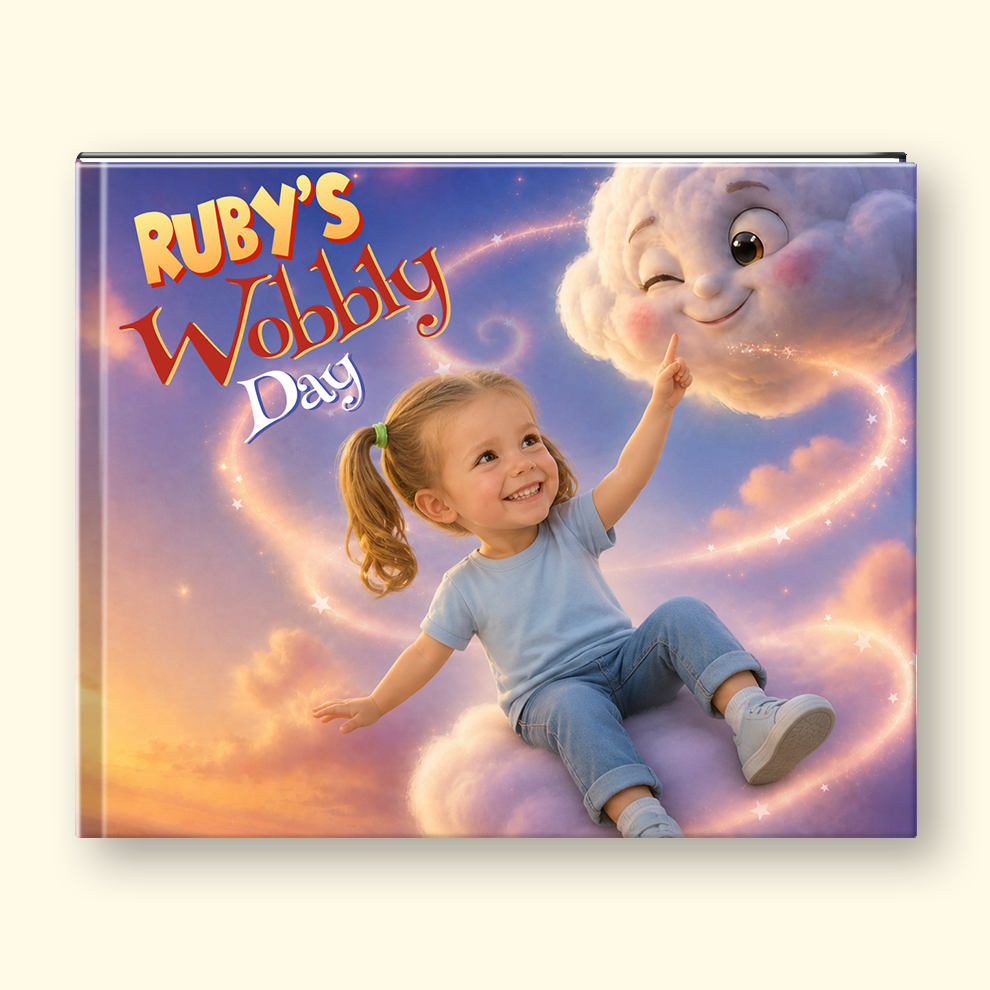 Childrens book cover with title "Ruby's Wobbly Day"