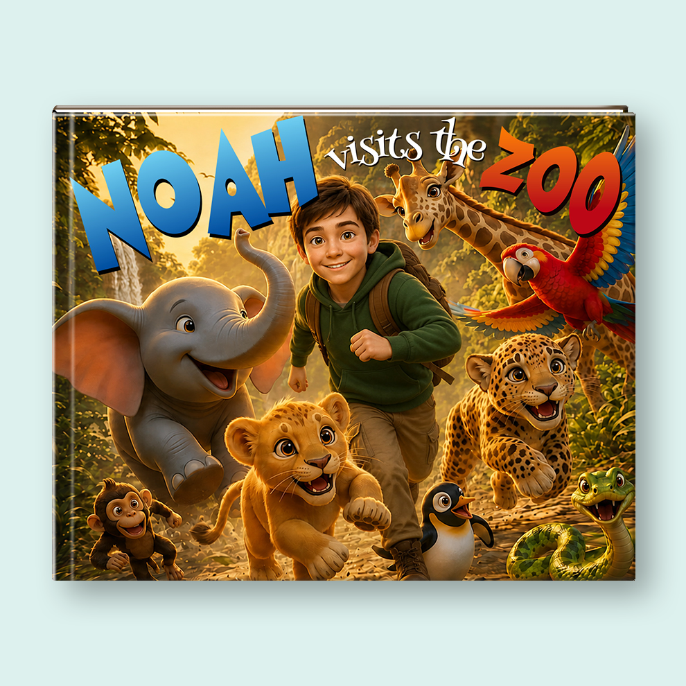 Cover of a children's book titled "Noah visits the zoo"